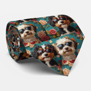 Bernedoodle Met Hartrozen Valentijnsdag  Stropdas