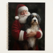 Bernedoodle met Kerstman Feestelijke Kerstmis Planner (Voorkant)