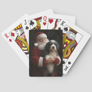 Bernedoodle met Kerstman Feestelijke Kerstmis Pokerkaarten