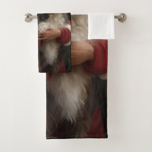 Bernedoodle met Sinterklaas Feestelijke Kerstmis Bad Handdoek (Insitu)