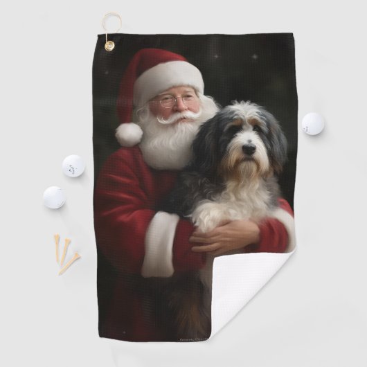 Bernedoodle met Sinterklaas Feestelijke Kerstmis Golfhanddoek (Insitu)