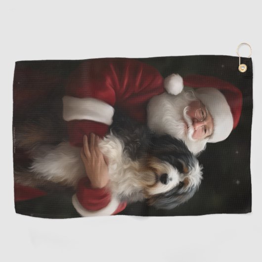 Bernedoodle met Sinterklaas Feestelijke Kerstmis Golfhanddoek (Horizontaal)