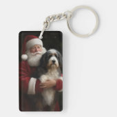 Bernedoodle met Sinterklaas Feestelijke Kerstmis Sleutelhanger (achterkant)