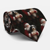 Bernedoodle met Sinterklaas Feestelijke Kerstmis Stropdas (Opgerold)
