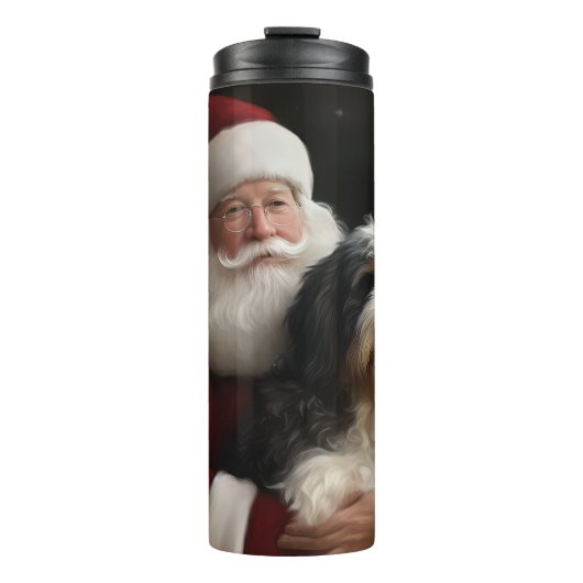 Bernedoodle met Sinterklaas Feestelijke Kerstmis Thermosbeker (Voorkant)