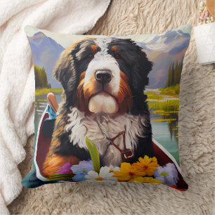 Bernedoodle op een peddel: Een landschappelijk avo Kussen