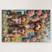 Bernedoodle Pioenentuin Kunst Legpuzzel (Horizontaal)