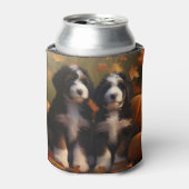 Bernedoodle Puppy Herfst Verrukking Pompoen Blikjeskoeler (Blikje Voorkant)