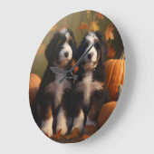 Bernedoodle Puppy Herfst Verrukking Pompoen Grote Klok (Hoek)