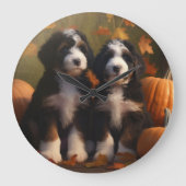 Bernedoodle Puppy Herfst Verrukking Pompoen Grote Klok (Voorkant)