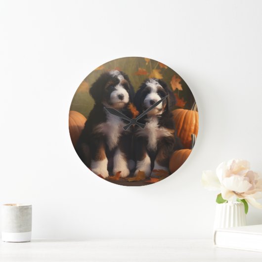 Bernedoodle Puppy Herfst Verrukking Pompoen Grote Klok (Huis)