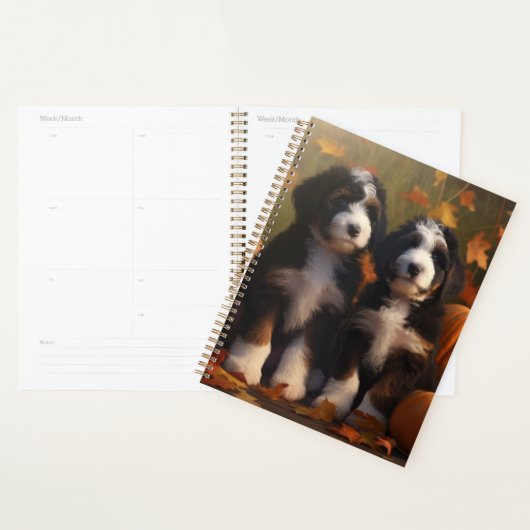 Bernedoodle Puppy Herfst Verrukking Pompoen Planner (Display)