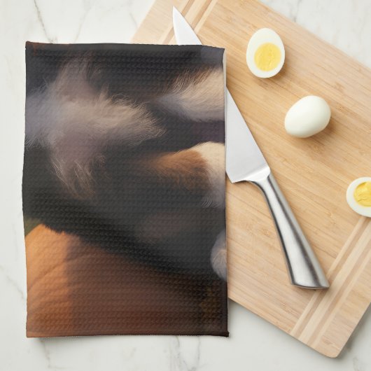 Bernedoodle Puppy Herfst Verrukking Pompoen Theedoek (Quarter Fold)