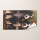 Bernedoodle Puppy Herfstpracht Pompoen Bad Handdoek (Handdoek)