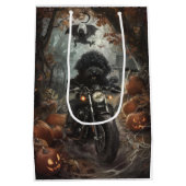 Bernedoodle Rijden Motorfiets Halloween Eng Medium Cadeauzakje (Achterkant)