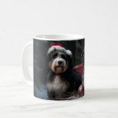Bernedoodle Snowy Sleigh Kerstdecoratie Koffiemok (Voorkant links)