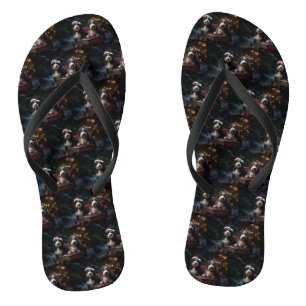 Bernedoodle Snowy Sleigh Kerstdecoratie Teenslippers
