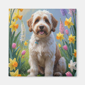 Bernedoodle Spring Flowers Painting Magneet (Voorkant)