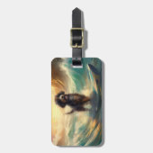 Bernedoodle Strand Surfen Schilderij Bagagelabel (Voorkant verticaal)