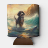 Bernedoodle Strand Surfen Schilderij Blikjeskoeler (Achterkant)