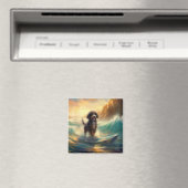 Bernedoodle Strand Surfen Schilderij Magneet (Insitu (Vaatwasser))