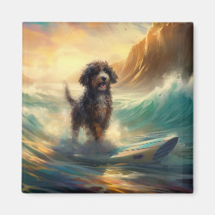 Bernedoodle Strand Surfing Schilderij Magneet