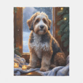 bernedoodle With Christmas Lights Holiday Fleece Deken (Voorkant)