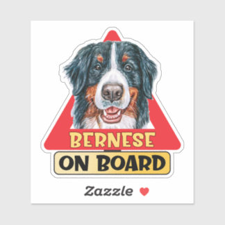 Berner Aan boord Berg Hond Rood Verkeersteken Sticker