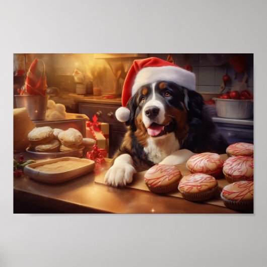 Berner Berg Hond Kerstkoekjes Vakantie Poster (Voorkant)