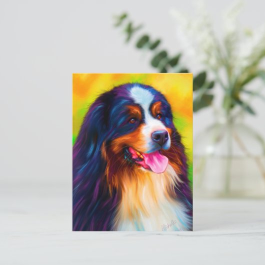 Berner Berg Hond Schilderen - Heidi Briefkaart (Staand voorkant)