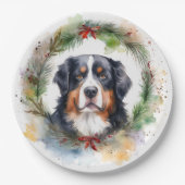 Berner Berg Kerstkrans Feestelijke Pup Papieren Bordje (Voorkant)