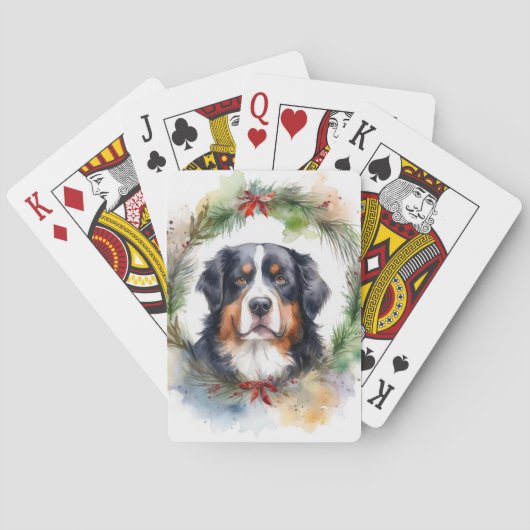 Berner Berg Kerstkrans Feestelijke Pup Pokerkaarten (Achterkant)