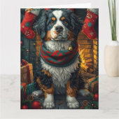 Berner berg met kerstcadeaus open haard kaart (Voorkant)