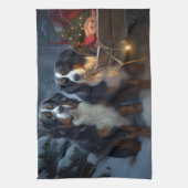 Berner Berg Sneeuwslee Kerstdecoratie Theedoek (Verticaal)