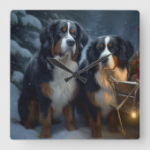 Berner Berg Sneeuwslee Kerstdecoratie Vierkante Klok (Voorkant)