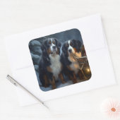 Berner Berg Sneeuwslee Kerstdecoratie Vierkante Sticker (Envelop)