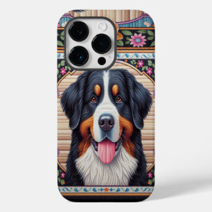 Berner Berghond Bloemen Kleurrijke Rand Case-Mate iPhone 14 Pro Hoesje