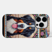 Berner Berghond Bloemen Kleurrijke Rand Case-Mate iPhone Case (Achterkant (horizontaal))