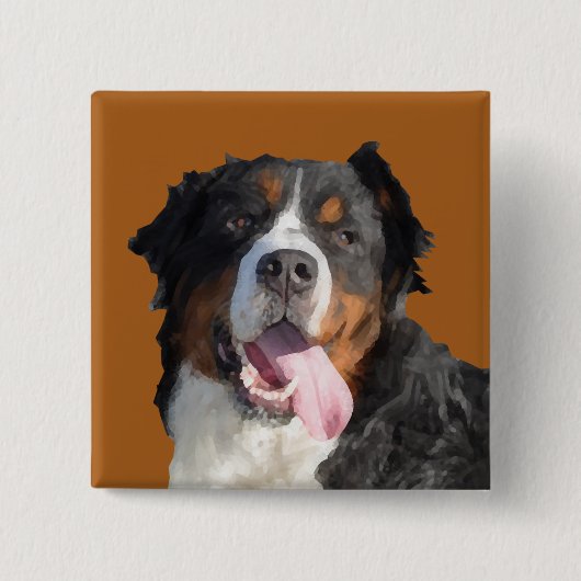 Berner Berghond Button Waterverf (Voorkant)
