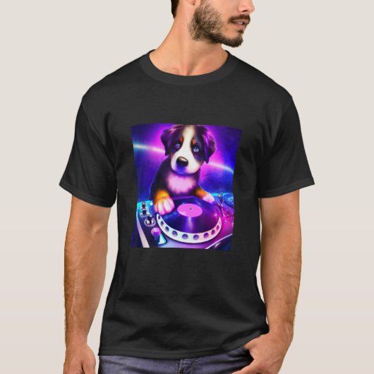 Berner Berghond DJ Vaporwave Esthetische Jongens T-shirt (Voorkant)