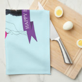 Berner Berghond Gelukkige Verjaardag Theedoek (Quarter Fold)