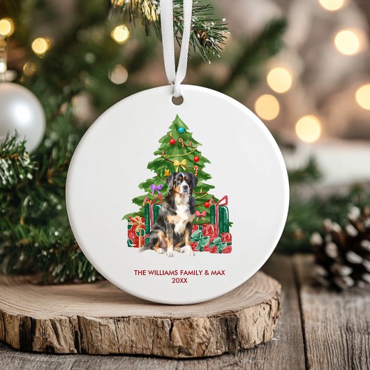 Berner Berghond Gepersonaliseerde Kerstmis Keramisch Ornament