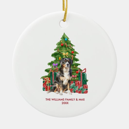 Berner Berghond Gepersonaliseerde Kerstmis Keramisch Ornament (Voorkant)