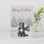 Berner Berghond in de Sneeuw Kerstkaart (Staand voorkant)