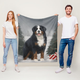 Berner Berghond in Sneeuw Kerstmis Fleece Deken