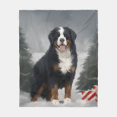 Berner Berghond in Sneeuw Kerstmis Fleece Deken (Voorkant)
