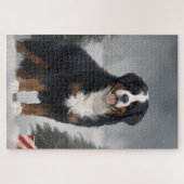 Berner Berghond in Sneeuw Kerstmis Legpuzzel (Horizontaal)