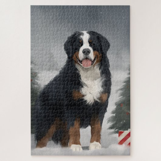 Berner Berghond in Sneeuw Kerstmis Legpuzzel (Verticaal)