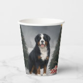 Berner Berghond in Sneeuw Kerstmis Papieren Bekers (Voorkant)