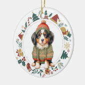 Berner Berghond in Winter Sweater Kerstmis Keramisch Ornament (Links)